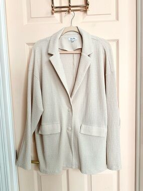 Cream waffle knit petal dew oversize blazer
